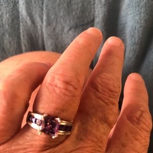 New Sterling silver ring with lab created amethyst stones